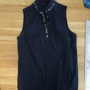 Jeweled collar sleeveless top